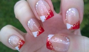 nageldesign-weihnachten-silvester-bilder-weissrot-transparent-glitzer
